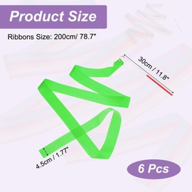 PATIKIL Dance Ribbons, 6 Pack 78.7 Inch Gymnastics Dance Streamers with Non-Slip Wand Dance Flags for Gifts, Dancing, Talent Shows, Baton Twirling, Dark Green