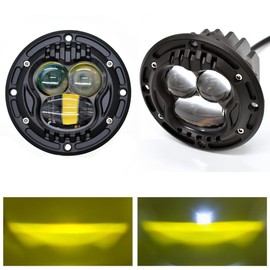 2 luces LED de montaje Fluch de 4 pulgadas, color ámbar, para conducción todoterreno, luz antiniebla redonda, 8D, luz de trabajo para tractor, camión, ATV, UTV, carrito de golf
