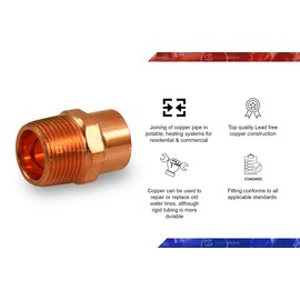 Supply Giant DDNA0100-5 Male Adapter Fitting Sweat x MIP Connections, 1, Copper