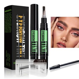 Brow Dye Kit Long-Lasting Eyebrow Tint Semi-Permanent Dark Brown Eyebrow Waterproof Smudge-Proof Pen Tattoo Pencil Medium Brow Makeup for Defined Natural Look Easy to-Use with Brush