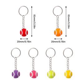 Rebanky Pack of 12 Tennis Ball Key Rings Tennis Head Key Rings Metal with Tennis Sports Ball Key Ring Pendant for Male and Female (6 Colours)