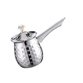 Stylish Greek Coffee Pot with Long Handle Cafe, Silver, 600ml