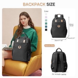 HYC00 School Backpack Womens Casual Daypack Backpack for School Waterproof School Bags for Girls Teenager Rucksack College Backpack High School Backpack Bookbag Fit 14 Inch Laptop Rucksack,Black