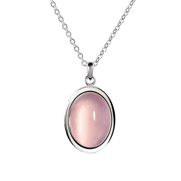 Franki Baker Oval Rose Quartz Gemstone Pendant Necklace on Sterling