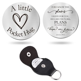 Sureio Pocket Hug Token Long Distance Relationship Keepsake Stainless Steel Double Sided Inspirational Gift with Keychain (Graduation)