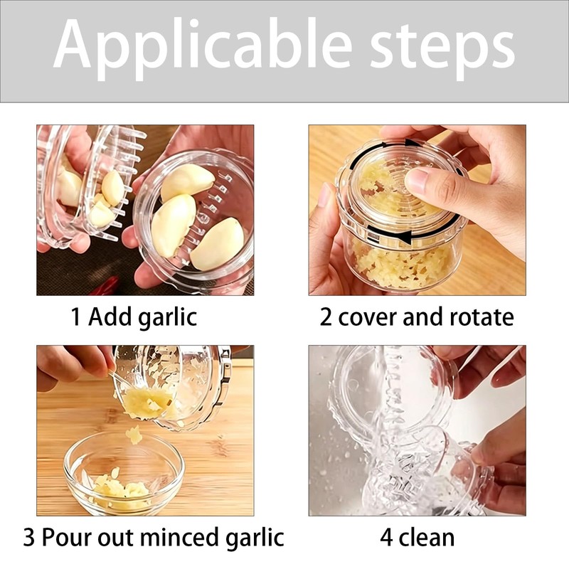 4 PCS Rotary Garlic Crusher 18 Gear Teeth Garlic Press