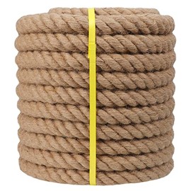 Manila Rope (1.5 in x 100 ft) Jute Rope Thick Hemp Rope for Docks, Railing, Climbing, Decorating