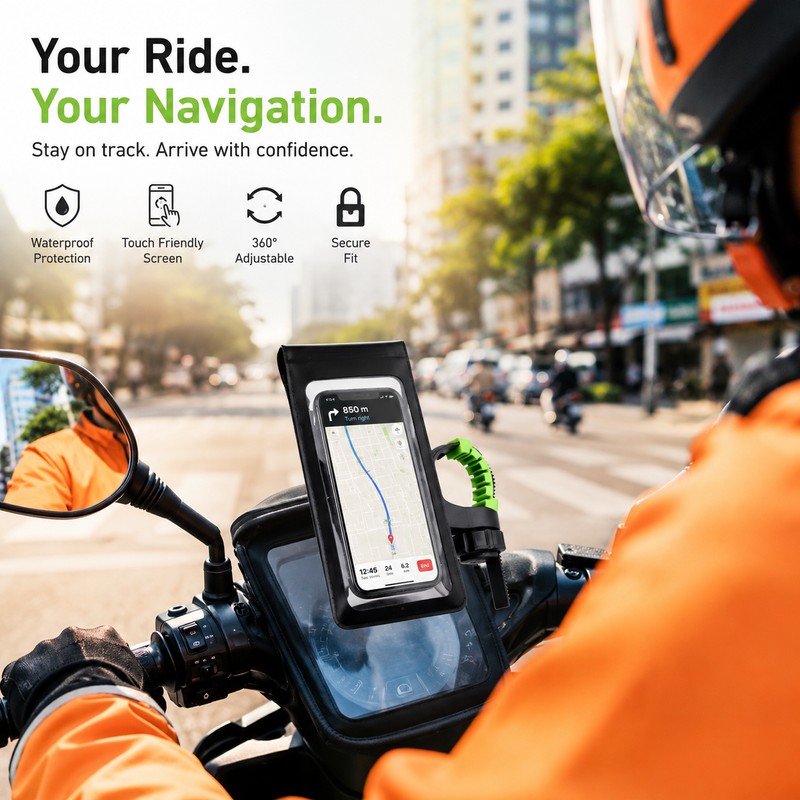 Waterproof Bike Phone Holder for Navigation – Touch Screen Handlebar