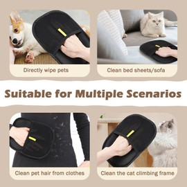 UDEE Pet Hair Removal Glove, Electrostatic Double-Sided Grooming Gloves for Dogs & Cats, Reusable Pet Deshedding Gloves for Carpet, Couch,Clothing and Other Surfaces