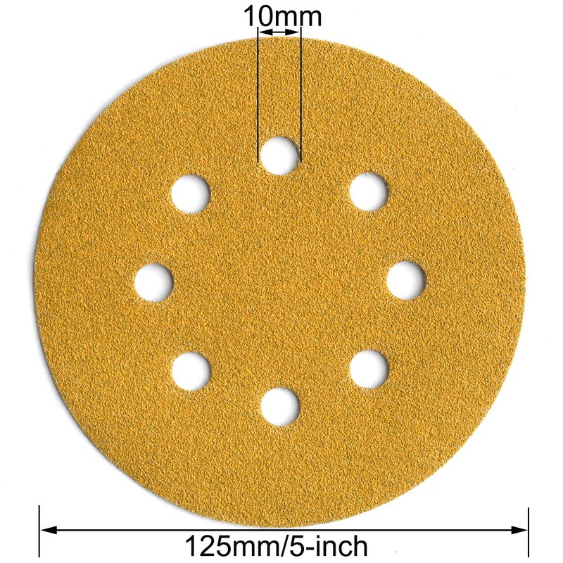 Aiyard 5-Inch 8-Hole Hook and Loop Sanding Discs 100-Grit Random