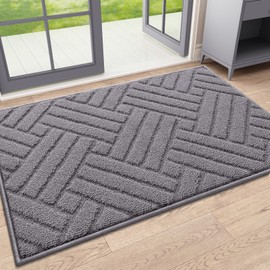 OLANLY Indoor Door Mat, 32" x 20", Traps Dirt and Moisture, Easy to Clean, Sturdy Non-Slip Rubber Backing, Washable Front Doormat, Low-Profile Floor Mats for Entryway, Grey