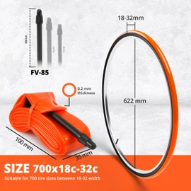 IMPALAPRO Ultralight TPU Inner Tube 700C 28g Compatible with 700x18/23/25/28/30/32C Presta Valve 45/65/85mm -TPU Road Bicycle Tire 28'' - 700C Bike Inner Tube - Road Bike Inner Tube (1Pcs - Val 85mm)