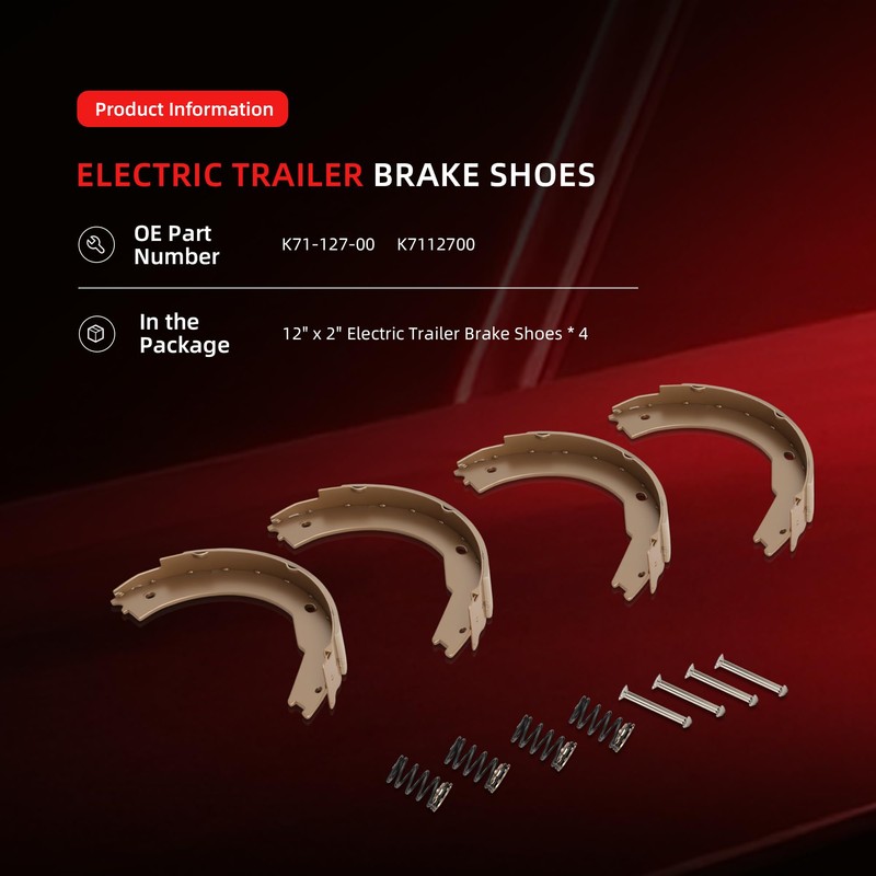 KeleHD K71-127-00 12" x 2" Electric Trailer Brake Shoes Fit