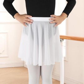 Ballet Skirt for Girls Slip On Dance Skirt for Children Toddler Elastic Skirt White S