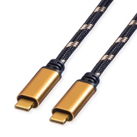 ROLINE Gold USB4 Gen3x2 Cable, C-C, ST/ST, 40Gbit/s, 100W, Black/Gold, 2 m