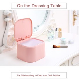Desktop press type pop-up lid Scandinavian small rubbish bin small covered living room table mini office desk coffee table desktop rubbish bin (pink)