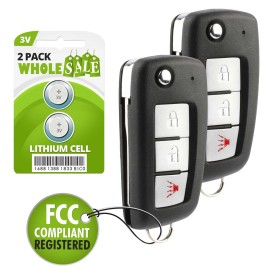 Wholesale-24-7 2 Replacement For 2007 2008 2009 2010 2011 2012 2013 Nissan Versa Flip Key Fob