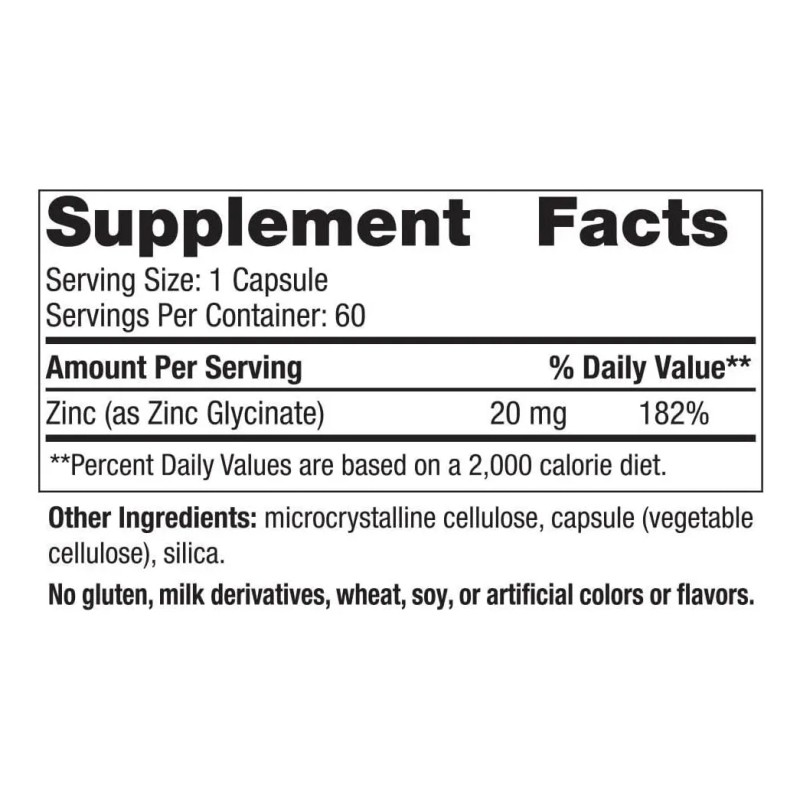 Nordic Naturals Zinc Glycinate 20 Mg 60 Caps Sabor Sin
