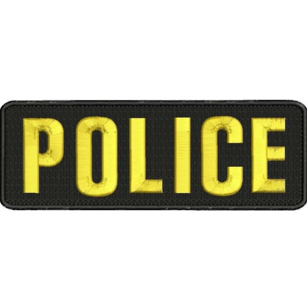 POLICE embroidery patches 3X9 hook on back gold
