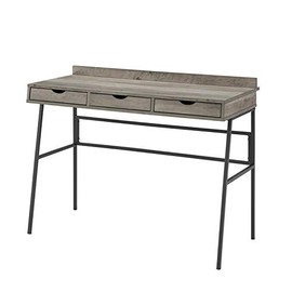 Walker Edison 42" 3-Drawer Work from Home Office Laptop Desk Angled Front - in Rustic Grey Wash