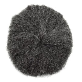 Hair Wonders Afro Toupee for Black Men Human Hair 0.06mm Thin Skin African American Man Weave Hair Unit All V-Loop Afro Kinky Curly Mens Toupee 8x10inch 6mm Afro Wave #1B10#1B Off Black+10% Gray