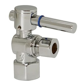 Westbrass D103BL-05 1/4-Turn Lever Handle Angle Stop Shut Off Valve, 1/2" IPS x 3/8" OD, Polished Nickel