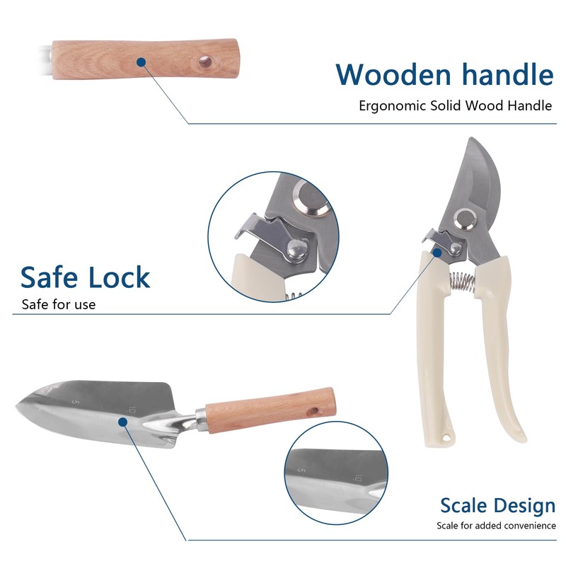 Garden Tool Set, Stainless Steel Gardening Kit, with Large Capacity