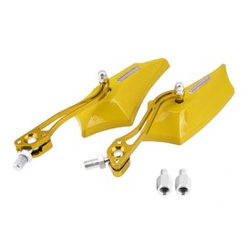 Universal Motorcycle Mirrors, Aluminum Bar End or Handlebar Mount, Fits 8mm or 10mm, Adjustable for Café Racer, Street and Adventure Bikes