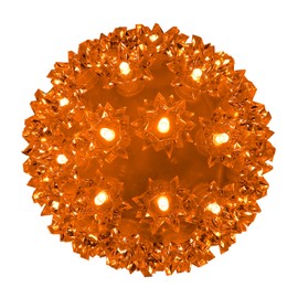 Christmas Lights Ball 5.5" Outdoor Hanging Sphere Lights 50 LED Orb Orange Starlight Sphere for Tree Porch Bedroom Christmas Decorations, Orange