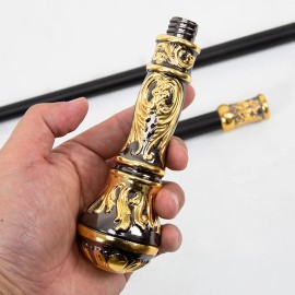 Gentleman's Walking Cane, Vintage Black & Gold Carved, British Style Foldable Stick, Durable Non-slip Craft OrnamentColor: Black-golden