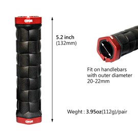 UFOR Weave Lock-On Rubber Bike Grips, with Aluminum Hexagonal Locking Clamps_Red, 132mm, Made in Taiwan