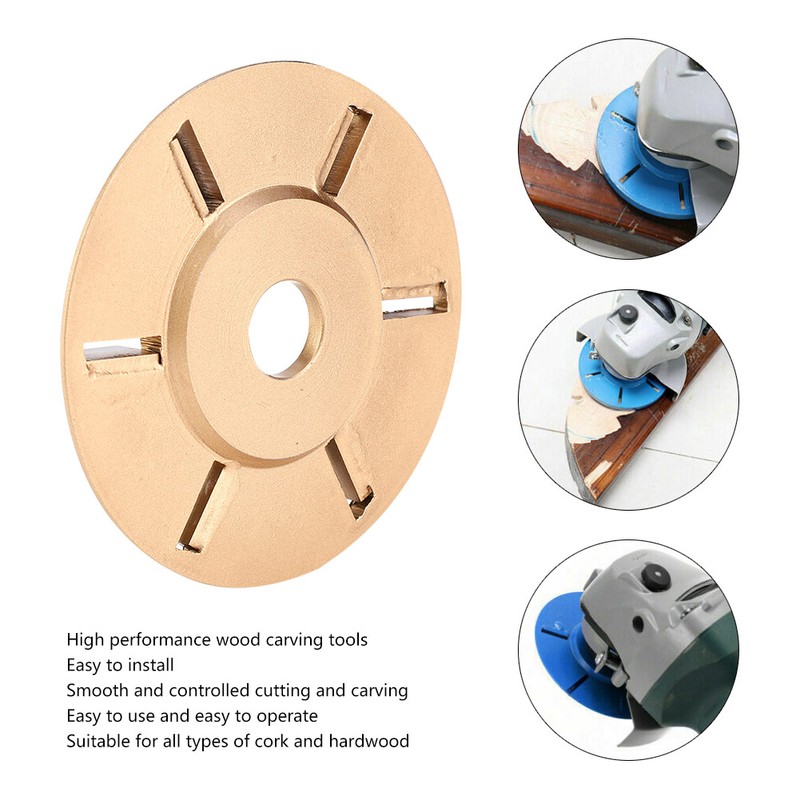 6T Golden Wood Carving Disc Engraving Blade Woodworking Milling Cutter