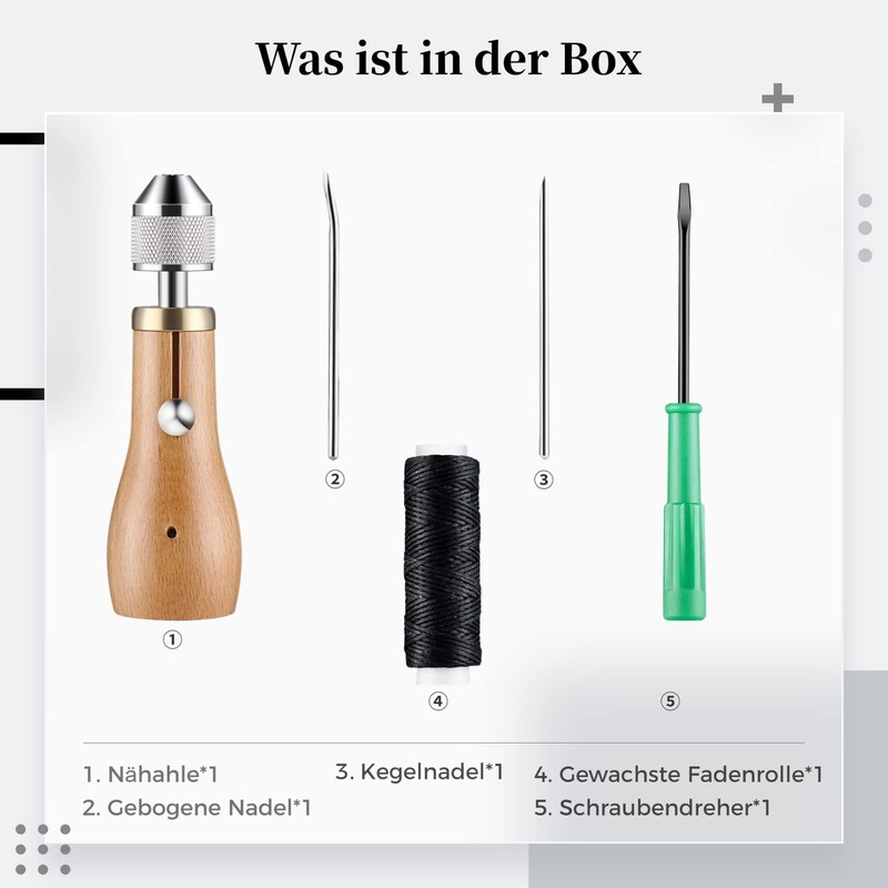 Leather Sewing Tool Set, Leather Stitch Sewing Awl + Waxed