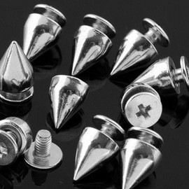 RUBYCA 30 Sets 9MM Silver Color Bullet Cone Spike and Stud Metal Screw Back for DIY Leather-craft