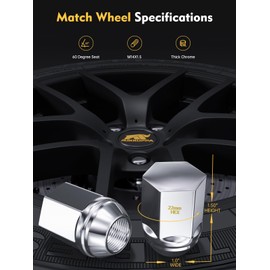 MIKKUPPA M14x1.5 Lug Nuts - One-Piece Chrome OEM Factory Style Large Acorn Seat Lug Nuts 7/8" Hex Replacement for Most Chrysler Dodge Jeep Ram Vehicles 24pcs Replace OEM 611-330