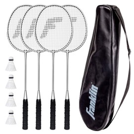 Franklin Sports Badminton Racket and Shuttlecock Set - Includes (4) Rackets, (4) Shuttlecocks with Carry Bag