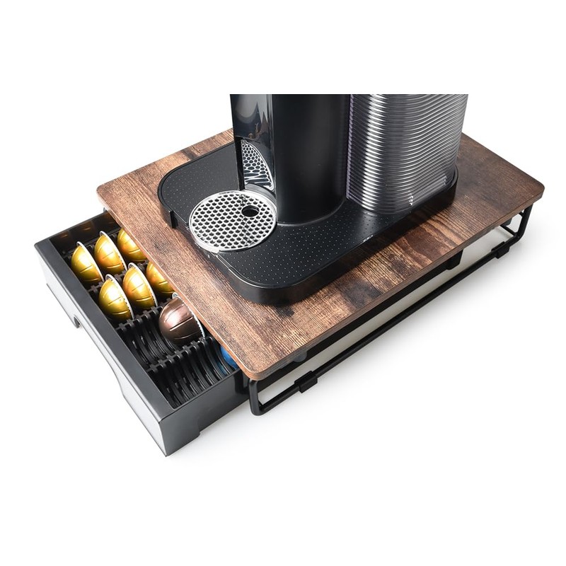 EVERIE Wooden Coffee Pod Storage Drawer Holder Compatible with Nespresso