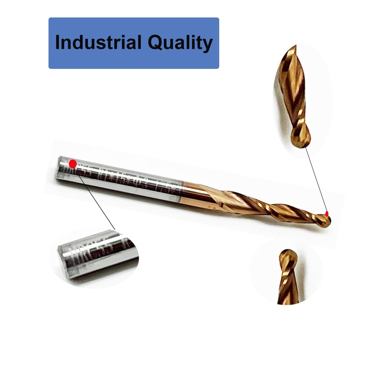 Hwaynct 5Pcs Tapered Ball Nose End Mill Set, 1/8” Shank,