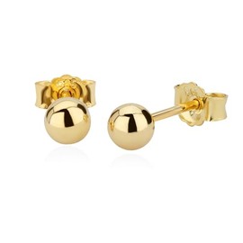 Nklaus Pair 4 mm Ball Stud Earrings 585 Yellow Gold Earrings Ball Stud 5568