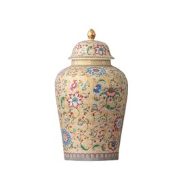 NS Online Golden Flowers Urn Adult Ashes - 11.6 inches 200 lb Ceramics Decorative Memorial Large Urn, Capacity 200 Cubic inches Funeral Keepsake Big urn for/Humans/Female/Pet