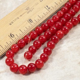 Hackberry Creek 50 Bright Red Crackle Glass Beads 8mm Round - Jewelry Making & Christmas Crafts