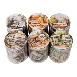 MiOYOOW Journaling Sticker Tapes, 6 Rolls PET Decorative Stickes Cuttable Journal Stickers for Journaling Scrapbooking DIY Crafts