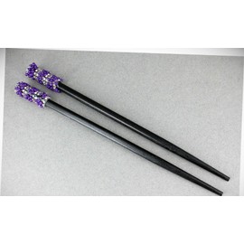 Perfect Hairstyle with Our Hair Accessories - Purple Hair Sticks Crystal Bead Set 2 Chop Accessory Picks Pins 7 1/8" Long Fashionable Hair Accessory Hair Jewelry Accessories for Lady Women