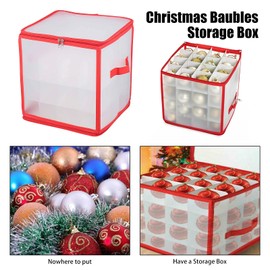EUNEWR Storage Box for Christmas Tree Baubles for 64 Christmas Baubles Max Christmas Decorations Storage Box Holiday Decorations Accessories