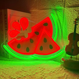 Watermelon Neon Sign for Wall Decor, UV Print Summer Watermelon Neon Lights, Vibrant Fruit Themed Neon LED Signs for Kids Room, Bedroom, Restaurant, Bar, Club, Fruit Shop, Birthday Party