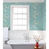GloryTik Floral Peel and Stick Wallpaper Blue Contact Paper Beige