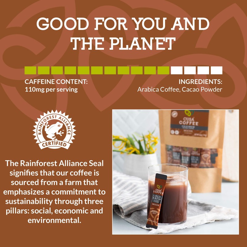 Cusa Tea & Coffee, Mocha Cold Brew. Premium Instant Coffee,