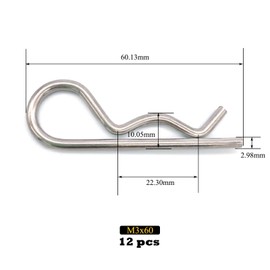 Yoliko 12 Pcs Heavy Duty Stainless Steel Cotter Pin R Clip Large Spring Retaining Wire Hair Pins Hitch Pin Clips Large Carter Pins for Trailer Pin Clips Lock System M3x60 Keeper Pins