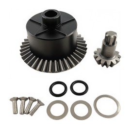 Steel Differential Gear Set, 37T Main Gear & 13T Input Gear for Arrma 1/10 Big Rock, Granite, Vorteks, Senton 3S BLX, Kraton/Outcast 4S BLX, 1/8 Typhon/Infraction 3S, Replaces AR310872 (Black)