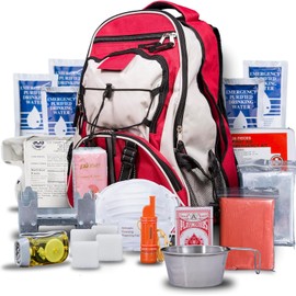 Blue Seventy-Two - Pro Series - Red Deluxe 72 Hour Emergency Backpack Survival Kit for 1 Person | Survival Kit for Emergencies (Includes Water Tablets)